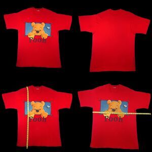 90s Vintage Winnie Pooh Disney Single Stitch Red T Shirt Sz L Kid Core Nostalgia